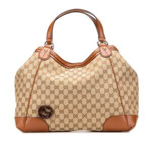 Gucci Monogram Medium Brick Lane Tote Brown